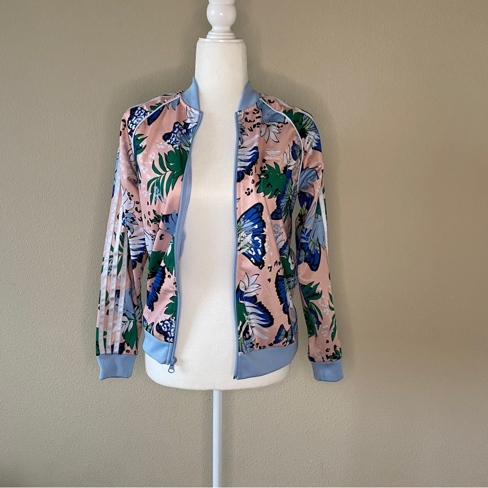 ADIDAS JACKET FLORAL PRINT GIRLS SIZE M (11-12Y)
